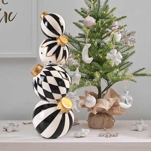 Black and White Checkered Snowman Christmas Decorations Indoor W584