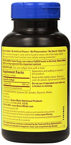 Nature Made CoQ10 200 mg, 100 Softgels, Heart Health Supplement G279