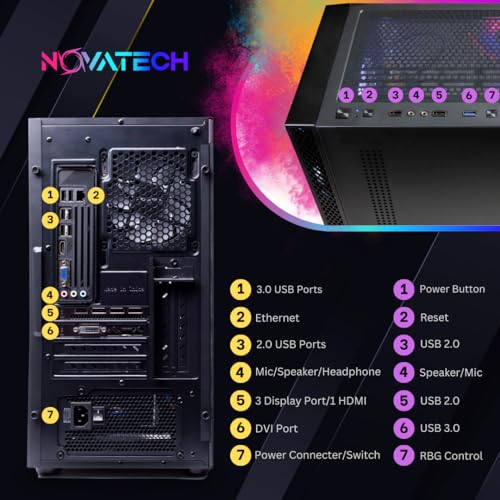 NOVATECH Phantom Prebuilt Gaming PC Desktop, RX580 8GB, i7 Xeon, 16GB RAM, 512GB SSD B581