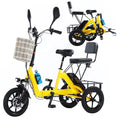 Green, Tricycle for Adults Foldable,14 Inch Folding Adult Electric Tricycle,with 48V 10.4AH Detachable Battery,Front and Rear Baskets for Shopping& Backrest, Front and Rear Lights