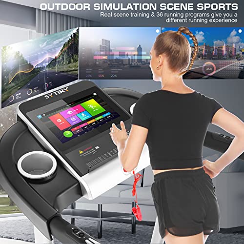 SYTIRY Folding Treadmill with WiFi and TV Screen for Home K729226