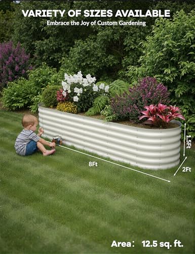 4x2x2Ft Oval Galvanized Steel Raised Garden Bed - Outdoor Metal Planter Box for Vegetables, Flowers, Herbs L43315
