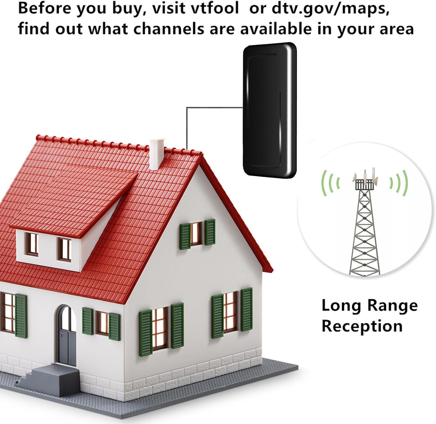 TV Antenna for Smart TV - Indoor Digital HD Antenna 4K VHF UHF 32.8ft Coax Cable G3537