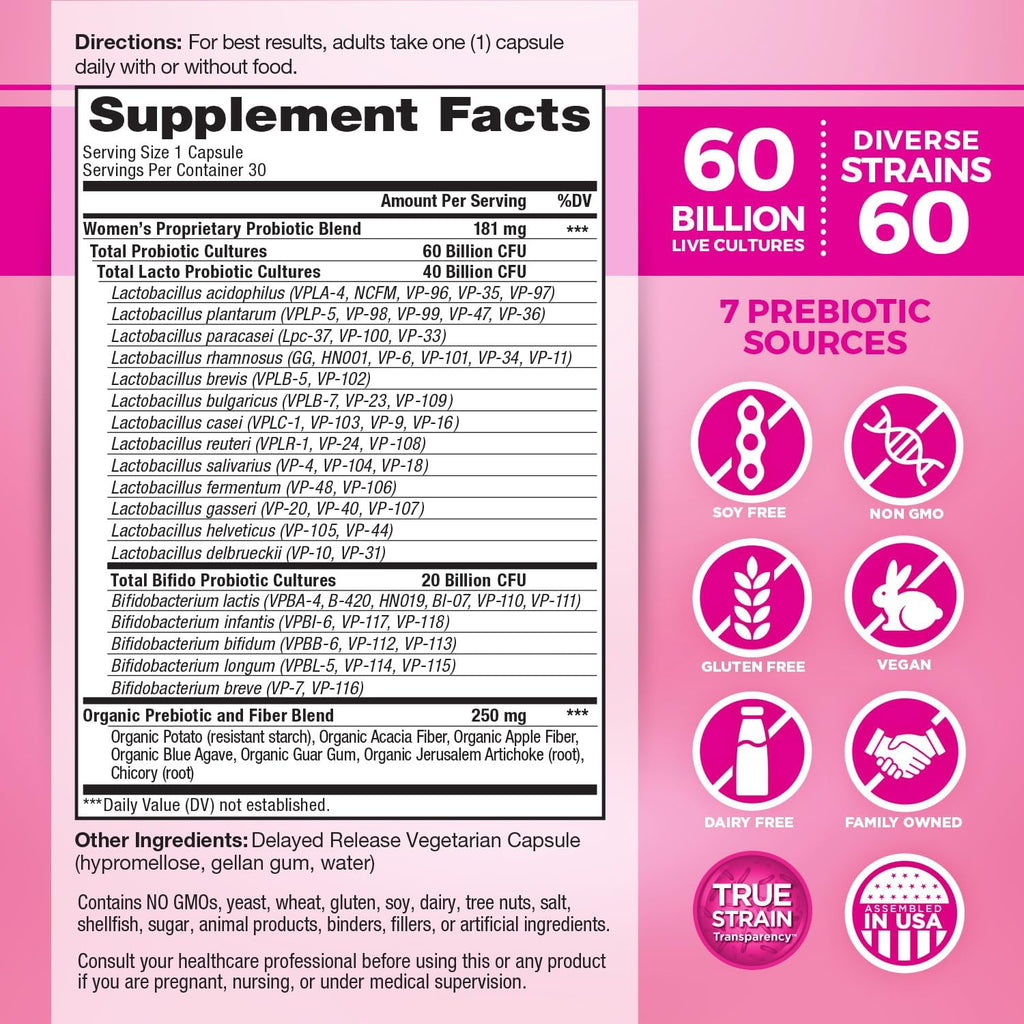Vital Planet Vital Flora Women’s Daily Probiotic 60 Billion CFU, 30 Capsules V21073