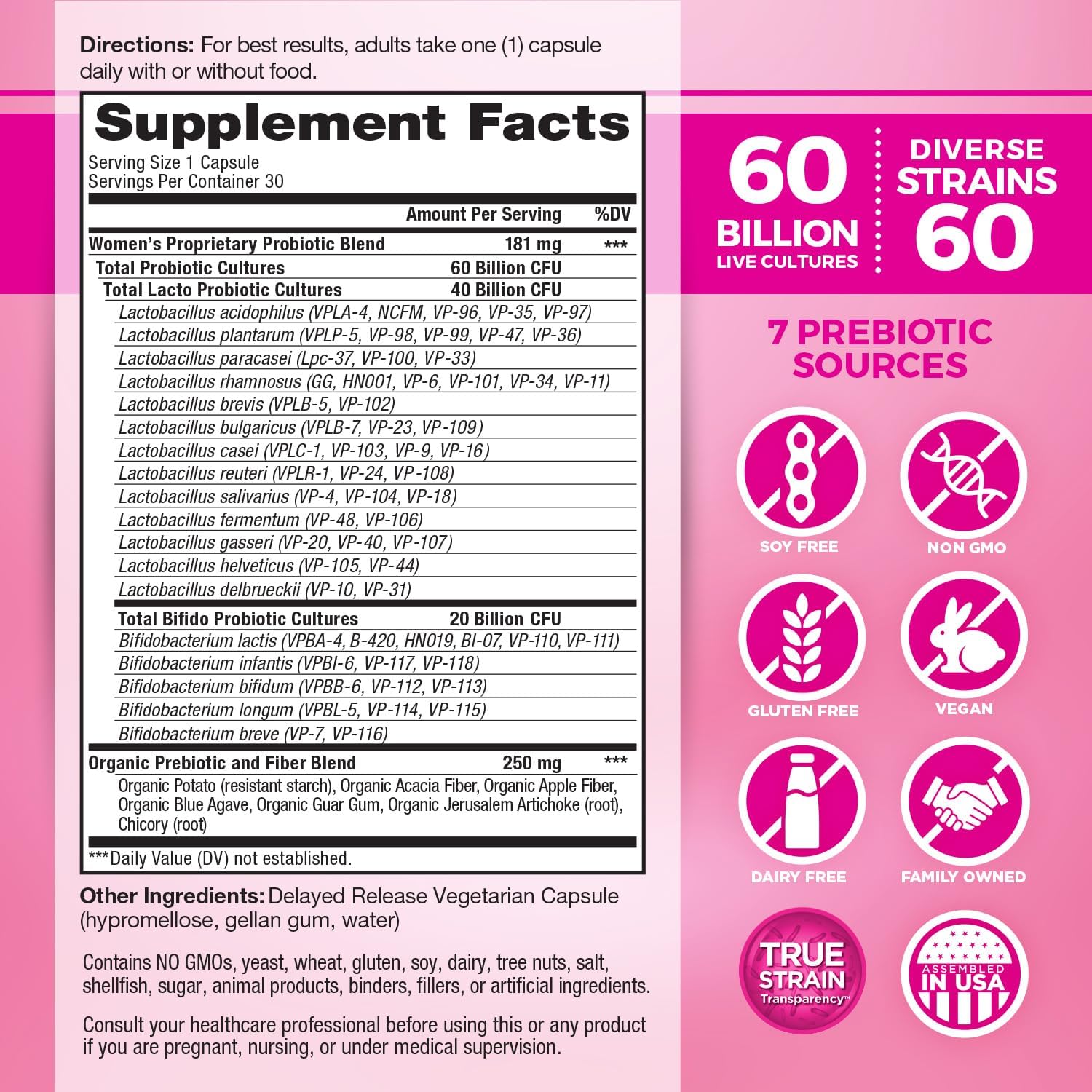 Vital Planet Vital Flora Women’s Daily Probiotic 60 Billion CFU, 30 Capsules V21073