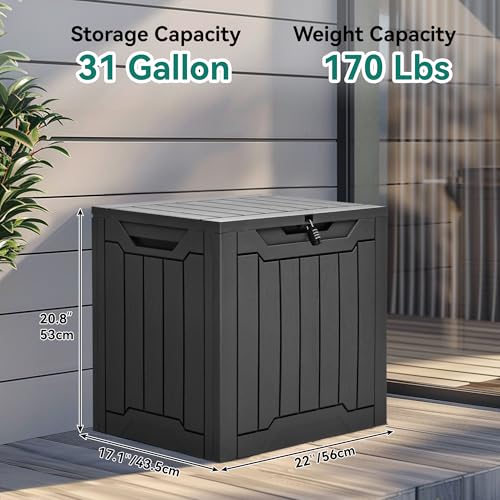 YITAHOME Outdoor Storage Box with Cushion, 120 Gallon, Lockable, Light Brown O374