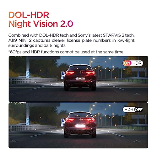 VIOFO A119 Mini 2 Dash Cam, 2K 60fps, Voice Control, 5GHz Wi-Fi GPS I72529