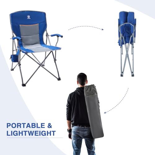 EVER ADVANCED Folding Camping Chair with Padded Armrest and Cup Holder J29990
