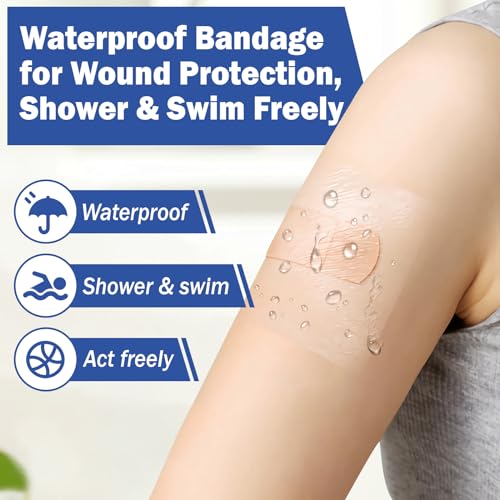 AZEN 50 Pieces Waterproof Bandages, Transparent Film Dressing 6 x 6" R44090