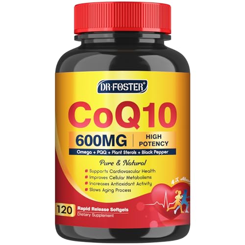 CoQ10 600 mg Softgels CoQ10 Supplement - CQ10 Coenzyme-Q10 with Omega 3 & PQQ & Vitamin E Support Heart & Antioxidant & Cellular Energy | 60 Servings