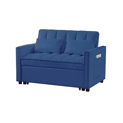 JINS&VICO 3 in 1 Sleeper Sofa Bed Convertible Couch with Side Pockets, Off White P38068