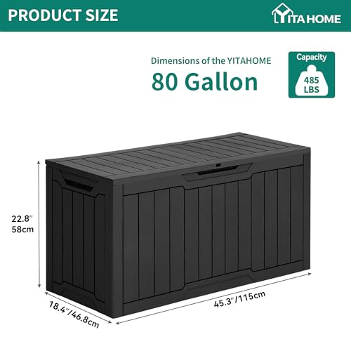 YITAHOME Outdoor Storage Box with Cushion, 120 Gallon, Lockable, Light Brown O374