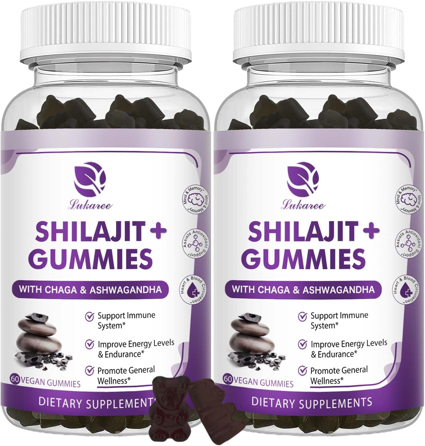 (2 Pack) Shilajit Gummies, Pure Himalayan Shilajit with Ashwagandha, Black Seed Oil, Vitamin C D3 B12 & Zinc, Sugar Free Shilajit for Men & Women, Vegan & Non-GMO