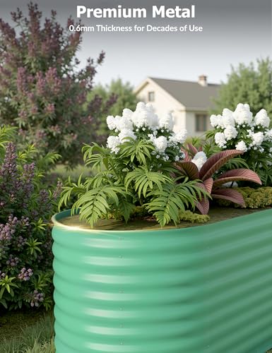 4x2x2Ft Oval Galvanized Steel Raised Garden Bed - Outdoor Metal Planter Box for Vegetables, Flowers, Herbs L43315