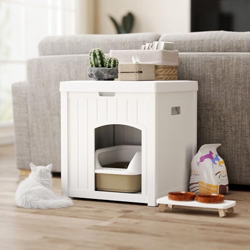 Outdoor Cat House for Winter Waterproof, Weatherproof Resin Plastic, White U5601