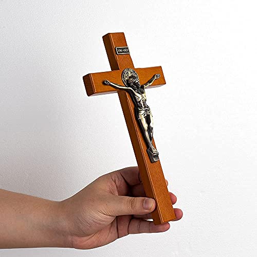 KUXBET Crucifix Cross Catholic 10.7 Inch Wooden Jesus Christ Wall Hanging or Tabletop G934