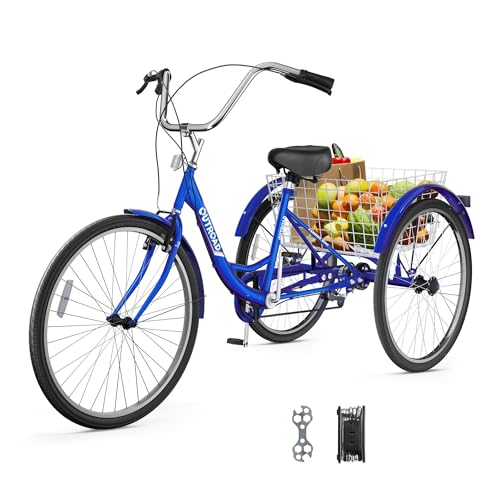 Adult Tricycle with Large Basket 24/26 Inch, 7-Speed 3-Wheel Bike I7207