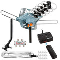 Five Star HDTV Antenna Amplified Digital Outdoor Antenna 150 Miles Range, 360 Degree Rotation Wireless Remote, with 40FT RG6 Coax Cable Installation Kit Supports 5 TVs