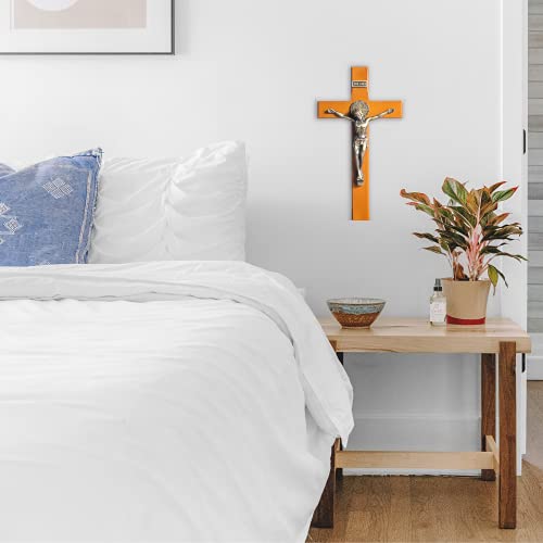 KUXBET Crucifix Cross Catholic 10.7 Inch Wooden Jesus Christ Wall Hanging or Tabletop G934