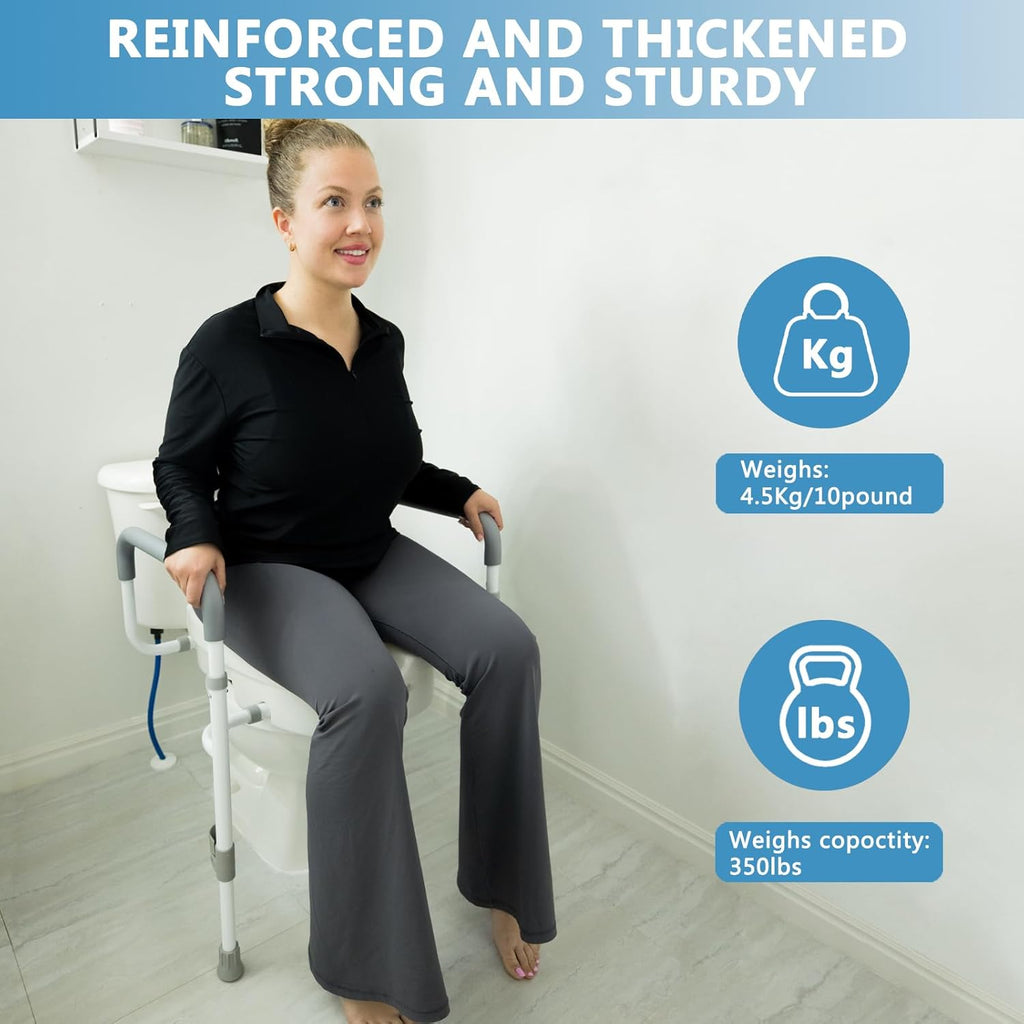 Raised Toilet Seat with Handles for Elderly, Adjustable Padded Arms R46780