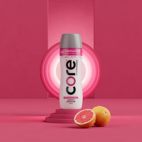 CORE Hydration+ Vibrance Pink Grapefruit Nutrient Enhanced Water, Vitamin C, Biotin & Zinc, 23.9 Fl Oz (Pack of 12) O94882