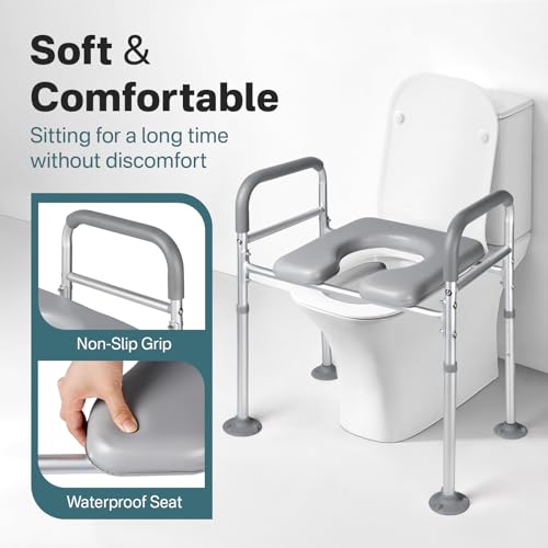 Toilet Seat Risers for Seniors Elongated with Handles and Safety Rails M978