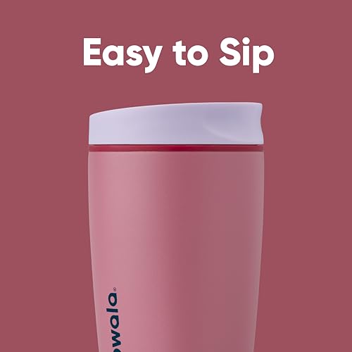 Owala SmoothSip Slider Insulated Stainless Steel Coffee Tumbler 12 oz, Purple/Pink U37182