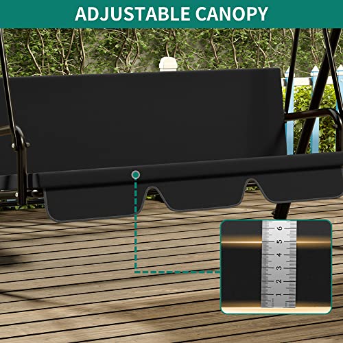 YITAHOME Outdoor Patio Swing Chair 3 Person with Adjustable Canopy, Black P266