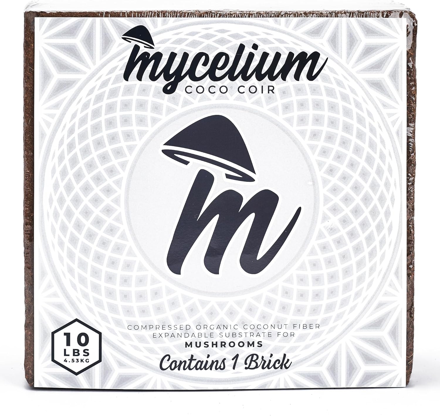 Mycelium Organic Coco Coir Brick 10lbs - Ideal for Mushroom Cultivation Mushroom Substrate - OMRI Certified, Expands with Water, Eco-Friendly Soil Alternative