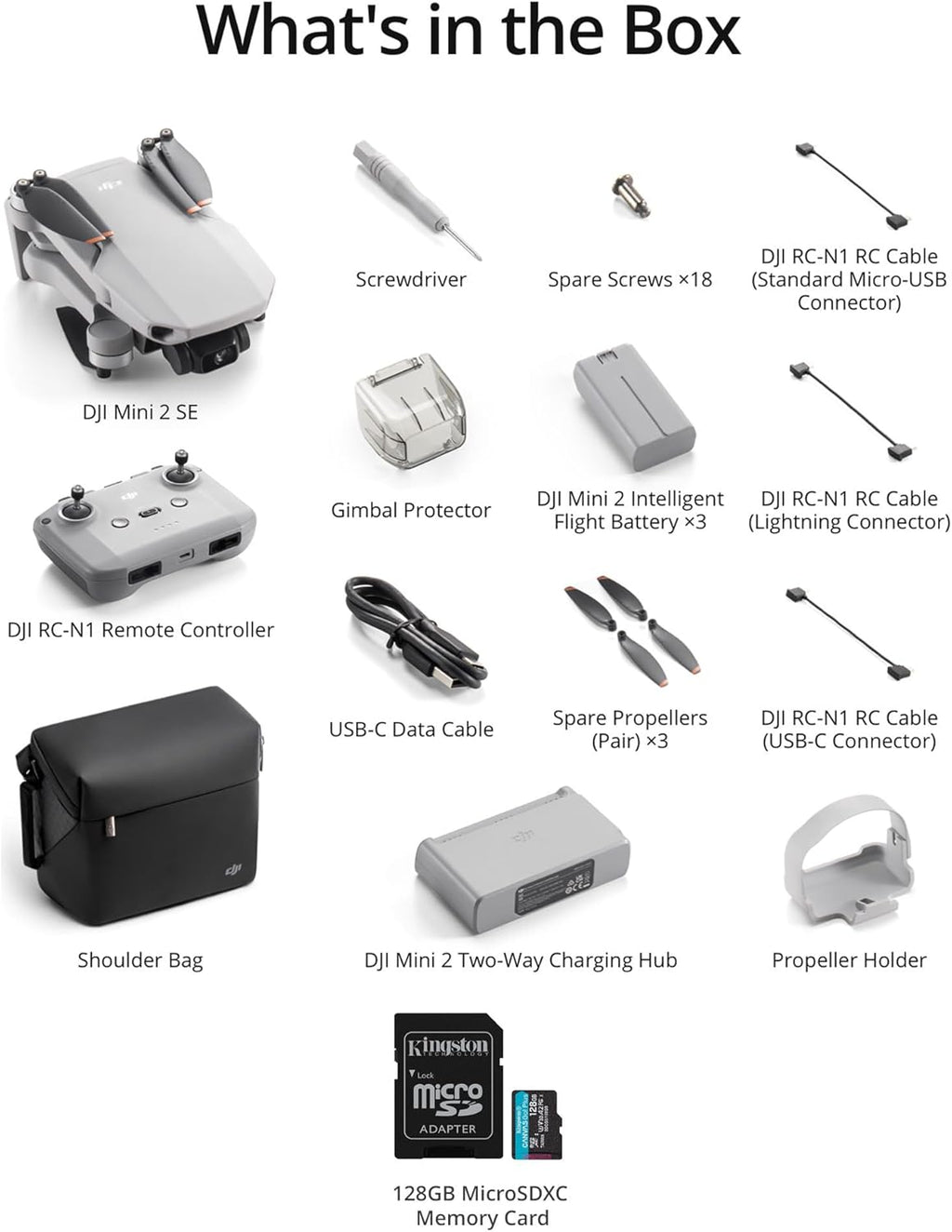 DJI Mini 2 SE Fly More Combo with 64GB Memory Card, 2.7K Video, Extra Batteries L7979