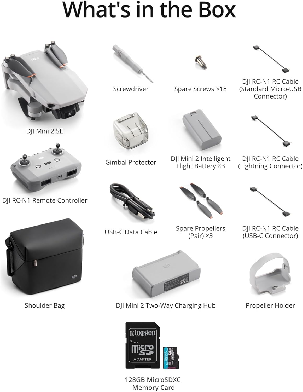 DJI Mini 2 SE Fly More Combo with 64GB Memory Card, 2.7K Video, Extra Batteries L7979