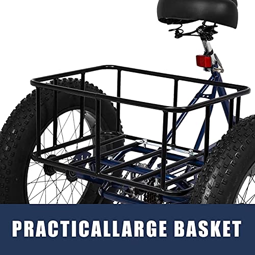 Adult Tricycle 7 Speed 20 Inch 3 Wheel Bike with Shopping Basket Q9086