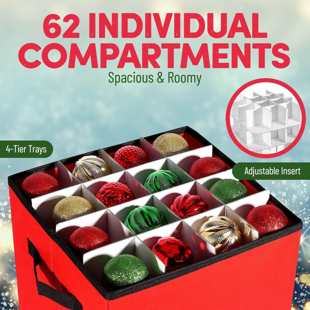 Christmas Ornament Storage Box 12x12 Inch 4-Layer Container J60619