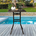 BIVVI 32” Cast Aluminum Outdoor Side Table,Round Patio Coffee Table Porch Table Outdoor Bistro Table End Side Table Cocktail Dining Table Bronze Outdoor Patio Furniture for Backyard,Pool,Porch,Black