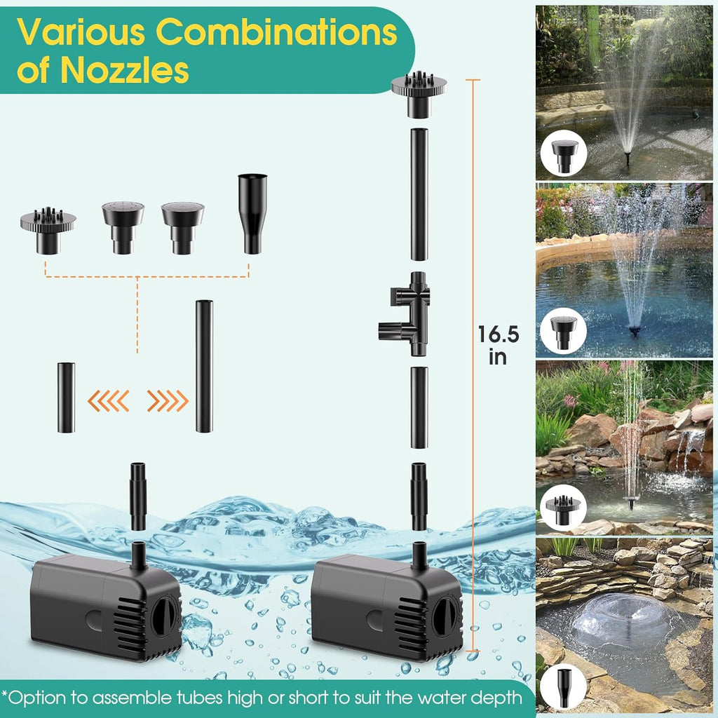 Antfraer Solar Pond Pump with Battery Backup, 12W Solar Fountain Pump Y229565
