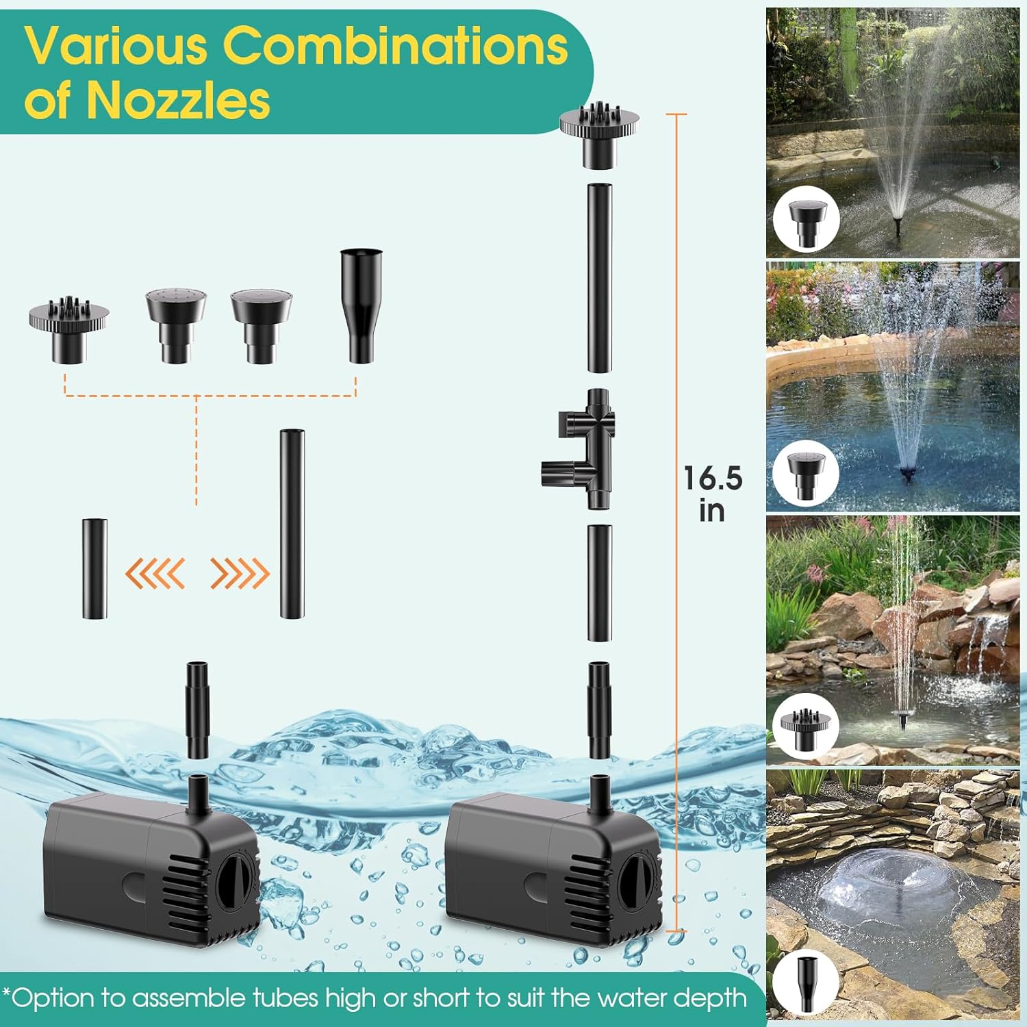 Antfraer Solar Pond Pump with Battery Backup, 12W Solar Fountain Pump Y229565