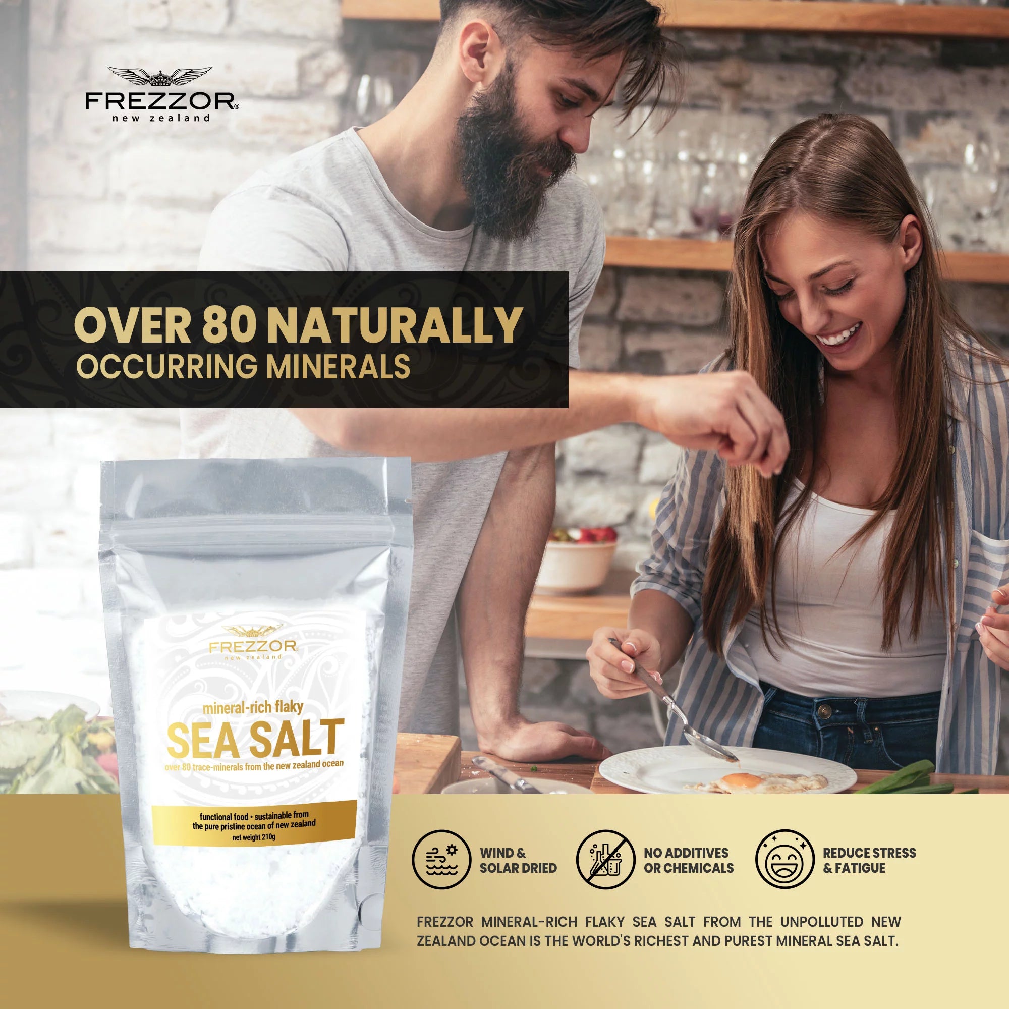 FREZZOR Mineral-Rich Flaky Sea Salt, 84 Minerals, 6-Pack, 44.4 Oz C99094