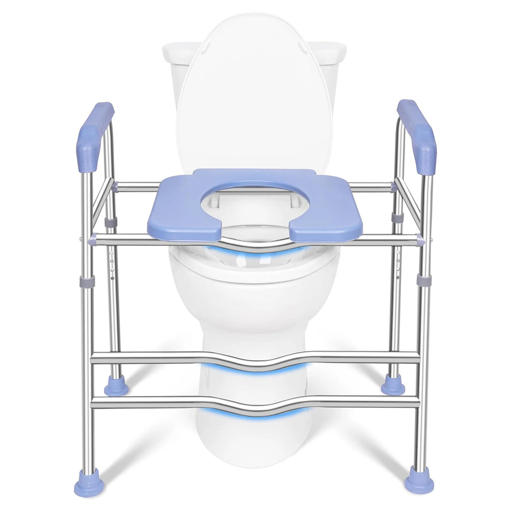 Raised Toilet Seat with Handles and Soft Seat, 400lbs Capacity I66063