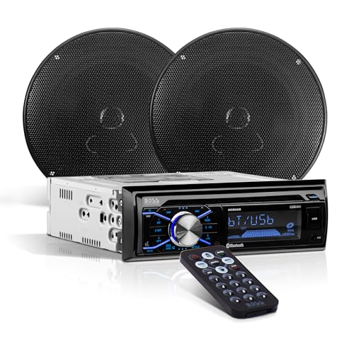 BOSS Audio Systems 656BCK Car Stereo Package - Single Din, Bluetooth, CD MP3 USB AM FM Radio, 6.5 Inch 2 Way Full Range Speakers, Black