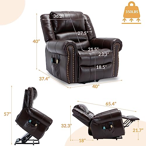 Electric Power Lift Recliner Chair with Massage and Heat for Elderly, Dark Brown F6980