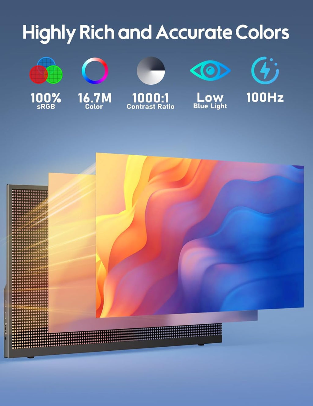 HONGO 18.5 inch 100Hz Portable Monitor FHD IPS HDR Gaming Display B2655