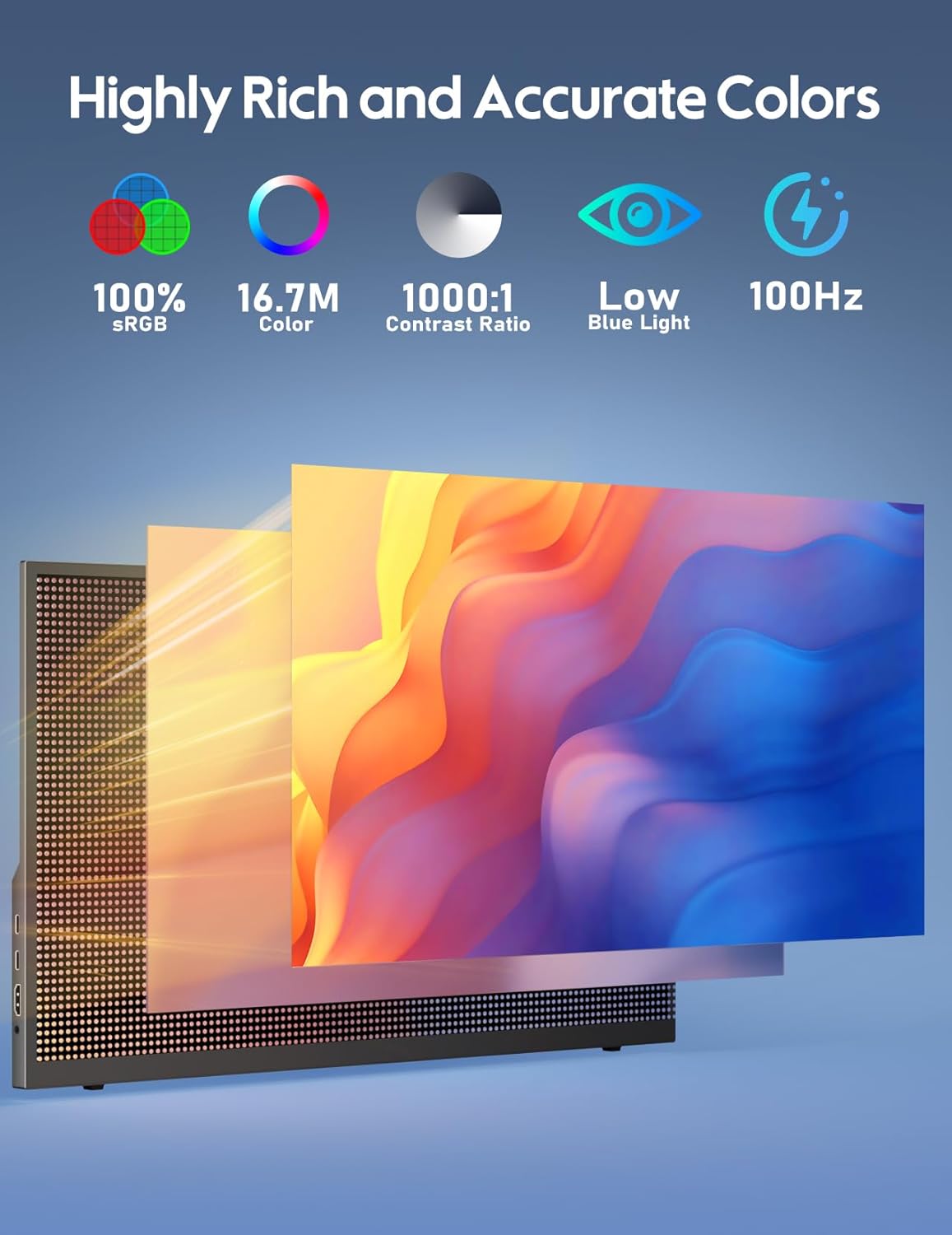 HONGO 18.5 inch 100Hz Portable Monitor FHD IPS HDR Gaming Display B2655
