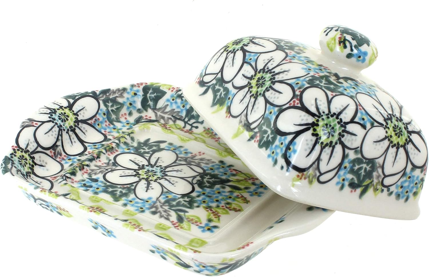 Blue Rose Polish Pottery Ariel Square Butter Dish N560020