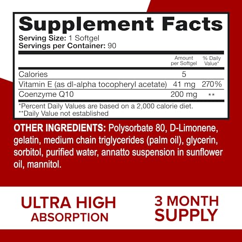 Qunol CoQ10 200mg Softgels, Ultra High Absorption Coenzyme Q10 Supplement, 60 Count L364099