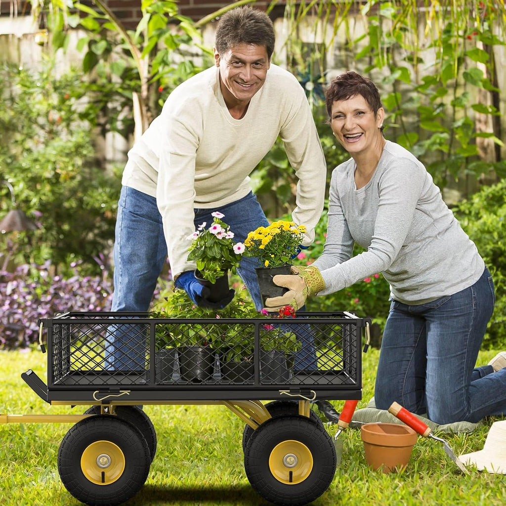 Heavy Duty 900 Lbs Capacity Mesh Steel Garden Dump Cart I542802