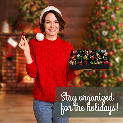 HOLDN’ STORAGE Christmas Ornament Storage Box with Dividers, Large, 4 Removable Trays A988