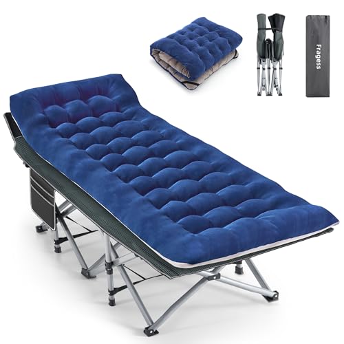 Folding Camping Cot for Adults Portable Outdoor Bed Heavy Duty Sleeping Cots for Camp with Pillow and Carry Bag, 1200D Double Layer Oxford, 600 LBS Weight Capacity