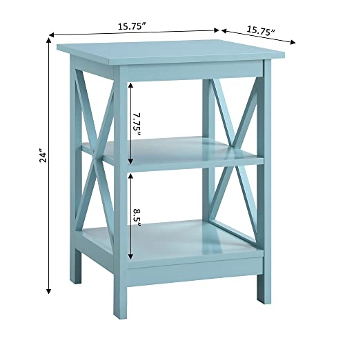 Convenience Concepts Oxford End Table with Storage Shelves, White Faux Marble/Black N969