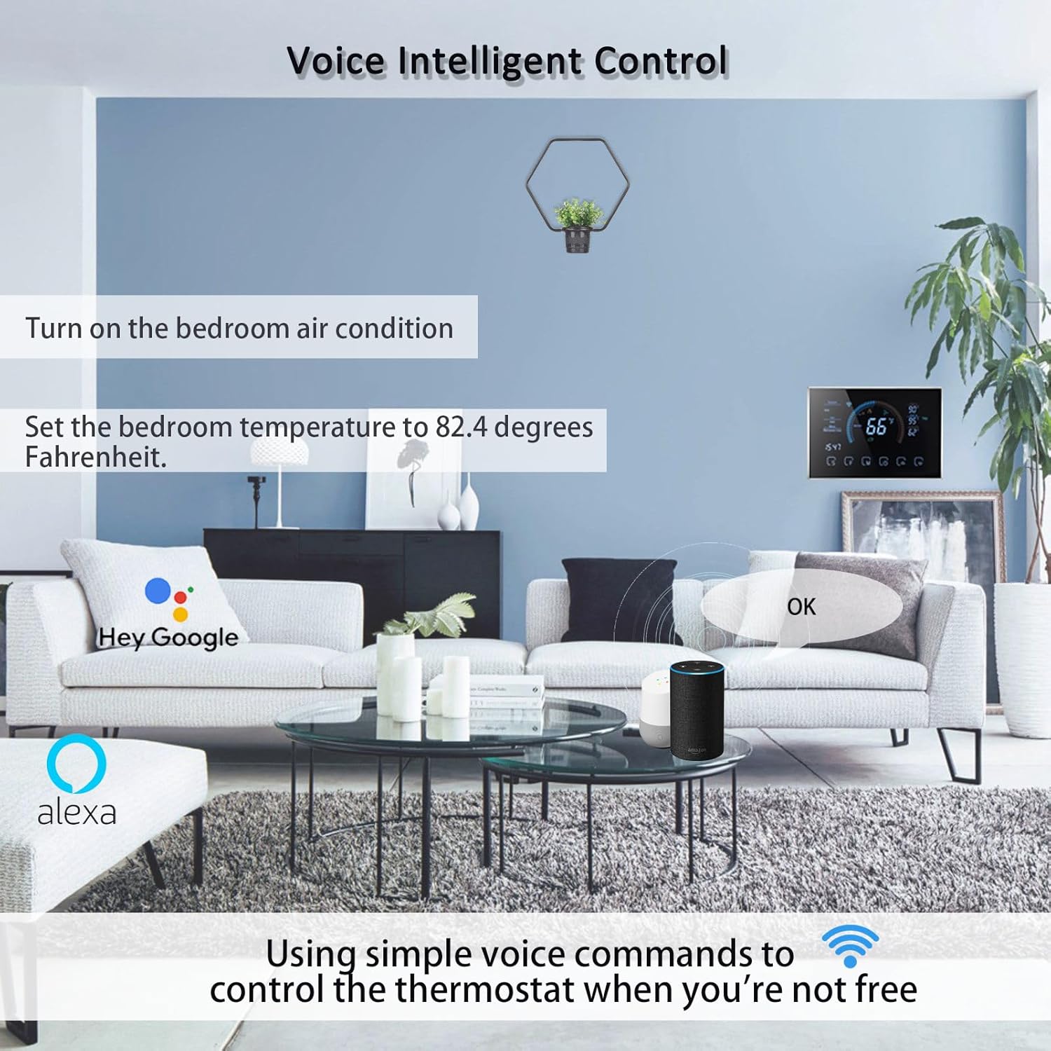 Smart Thermostat with App, WiFi, C-Wire Adapter Included, LCD Color Screen Q853