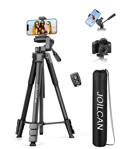 JOILCAN Phone Tripod, 67" Camera Tripod Stand for iPhone iPad, Professional Aluminum Tripod with Wireless Remote Carry Bag, Travel Tripod for Cellphone Photo Video Recording Vlog